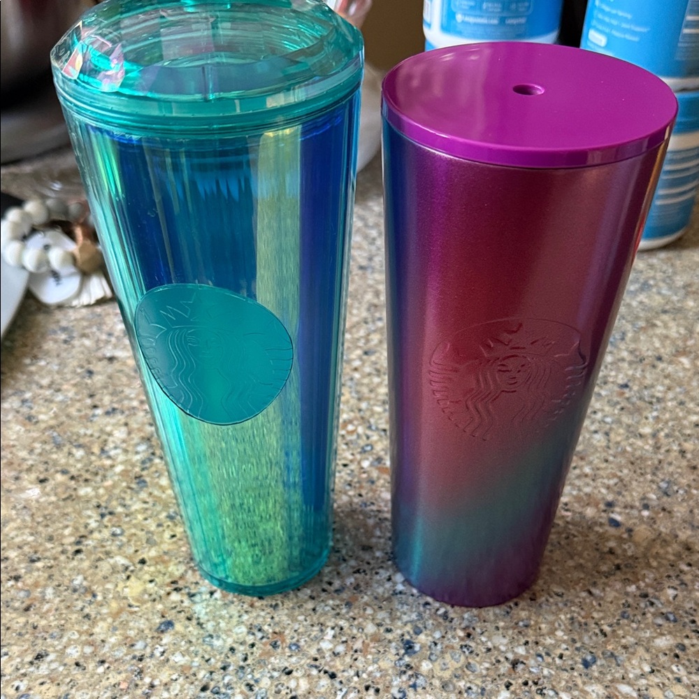Starbucks Iridescent Tumblers - Teal and Magenta